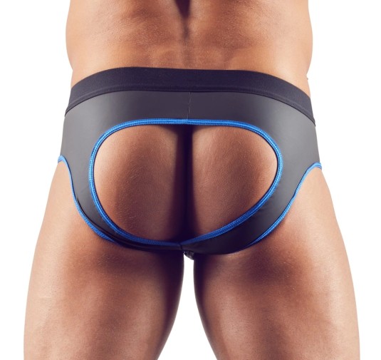 Svenjoyment - Seksowne Jockstrap Otwarte Z Tyłu I Zamkiem Na Penisa Czarno/Niebieskie XL